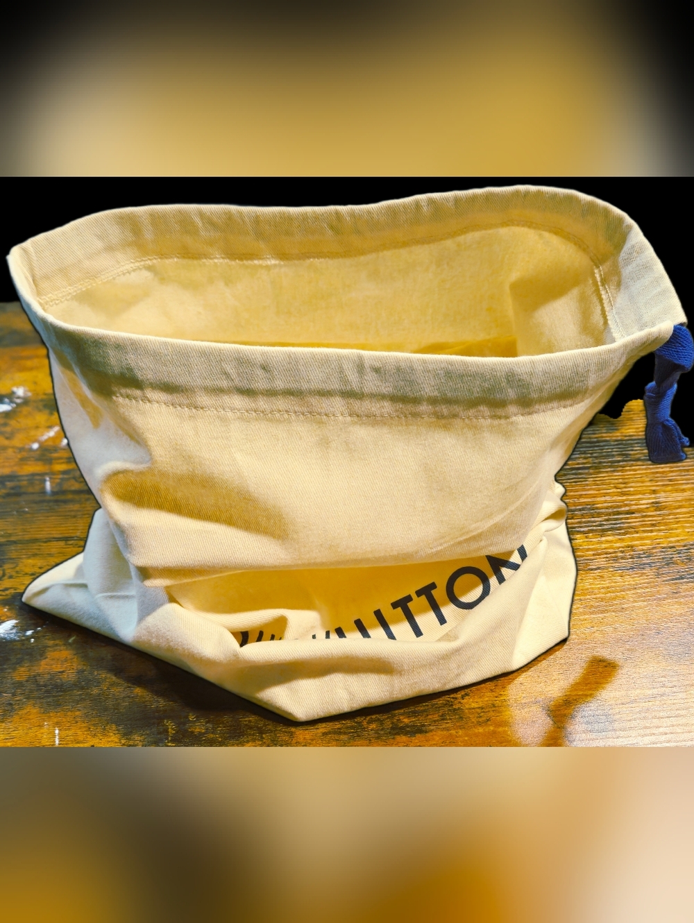 NEW Louis Vuitton Cream Dust Bag Blue Drawstring Speedy 25 30 PM Handbag Storage - Picture 4 of 7